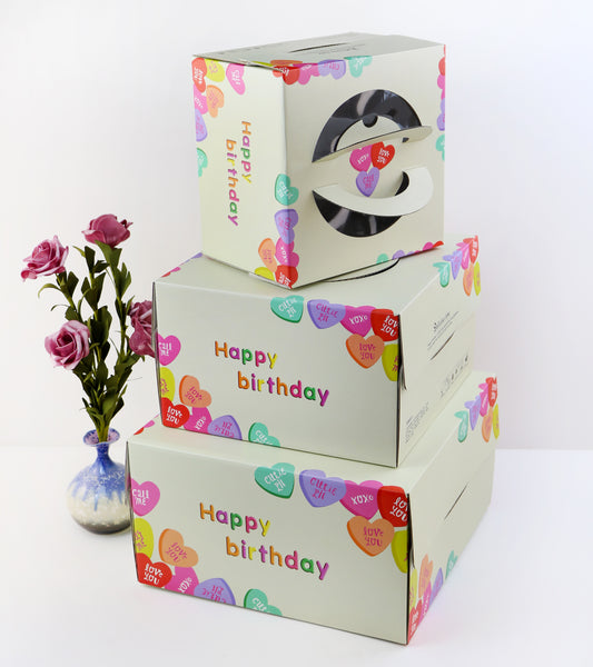 8'' / 10'' / 12'' Luxury Windowed Cake Boxes with Handle + Rigid Cake Board