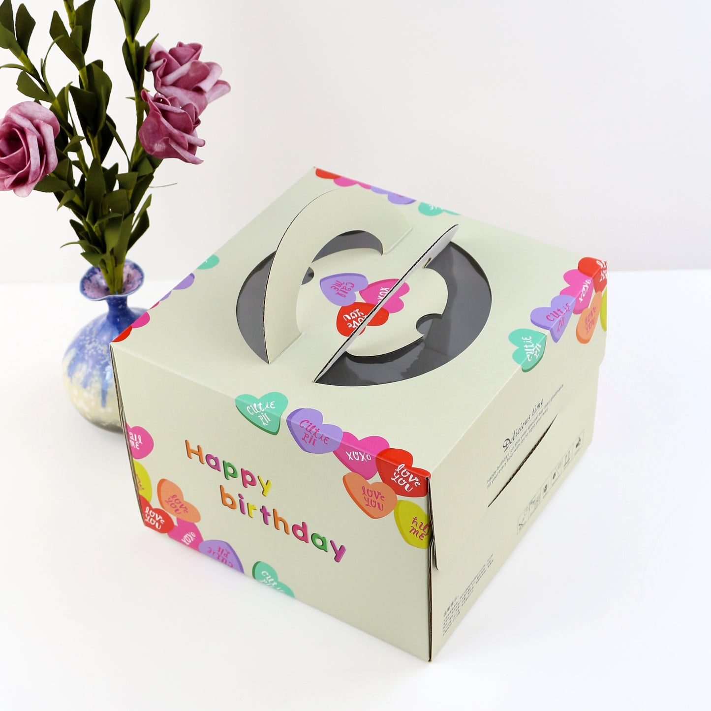 8'' / 10'' / 12'' Luxury Windowed Cake Boxes with Handle + Rigid Cake Board