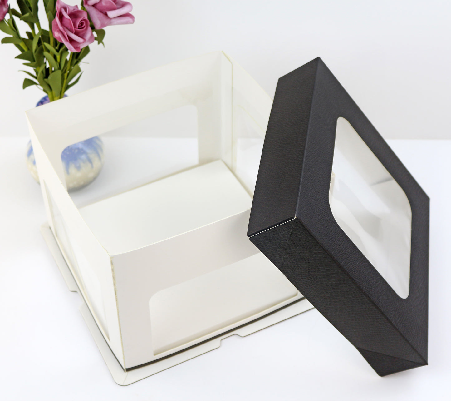 10'' / 12'' Luxury Windowed Cake Boxes + Rigid Cake Board