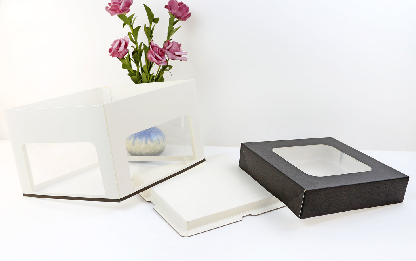 10'' / 12'' Luxury Windowed Cake Boxes + Rigid Cake Board