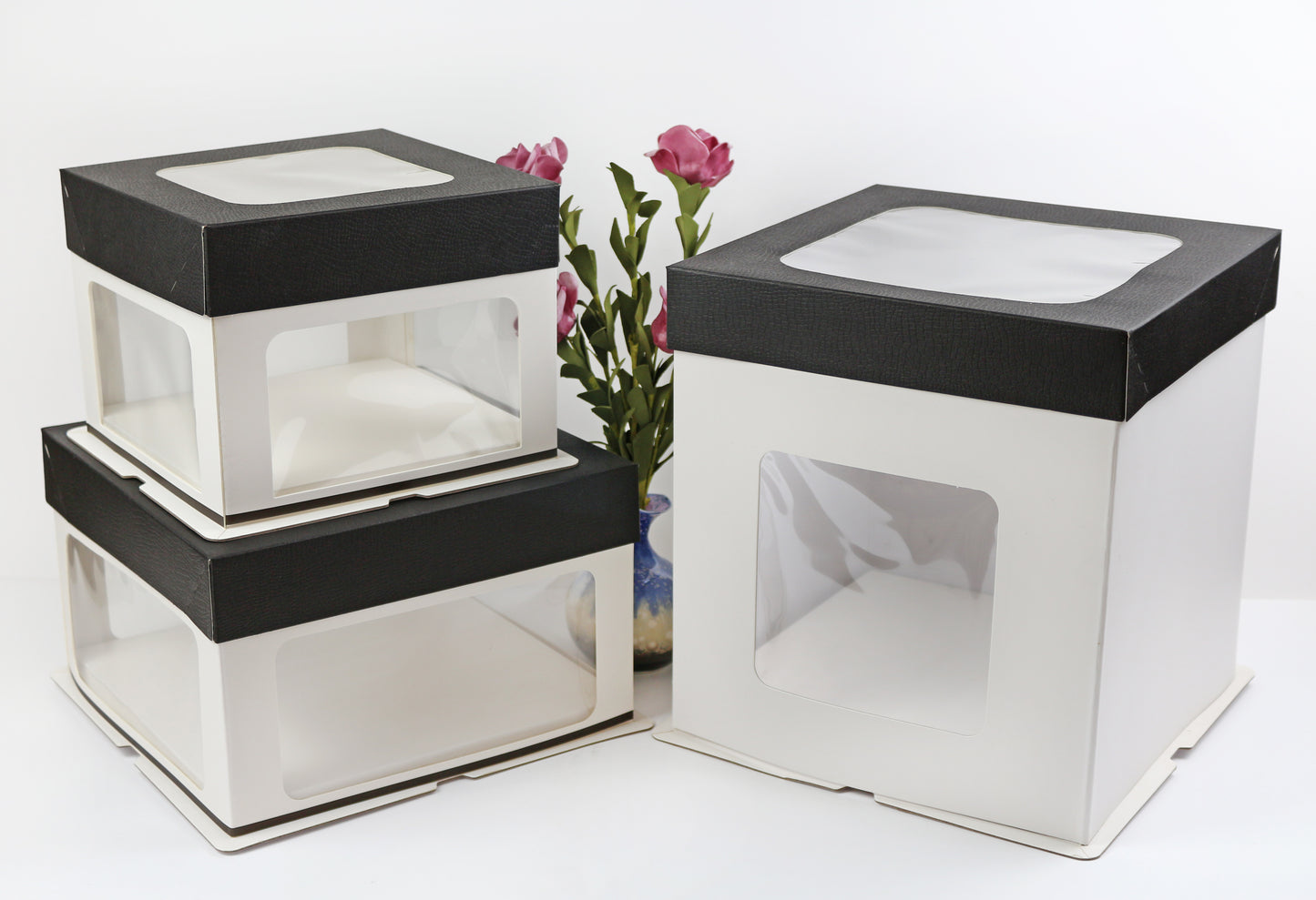 10'' / 12'' Luxury Windowed Cake Boxes + Rigid Cake Board