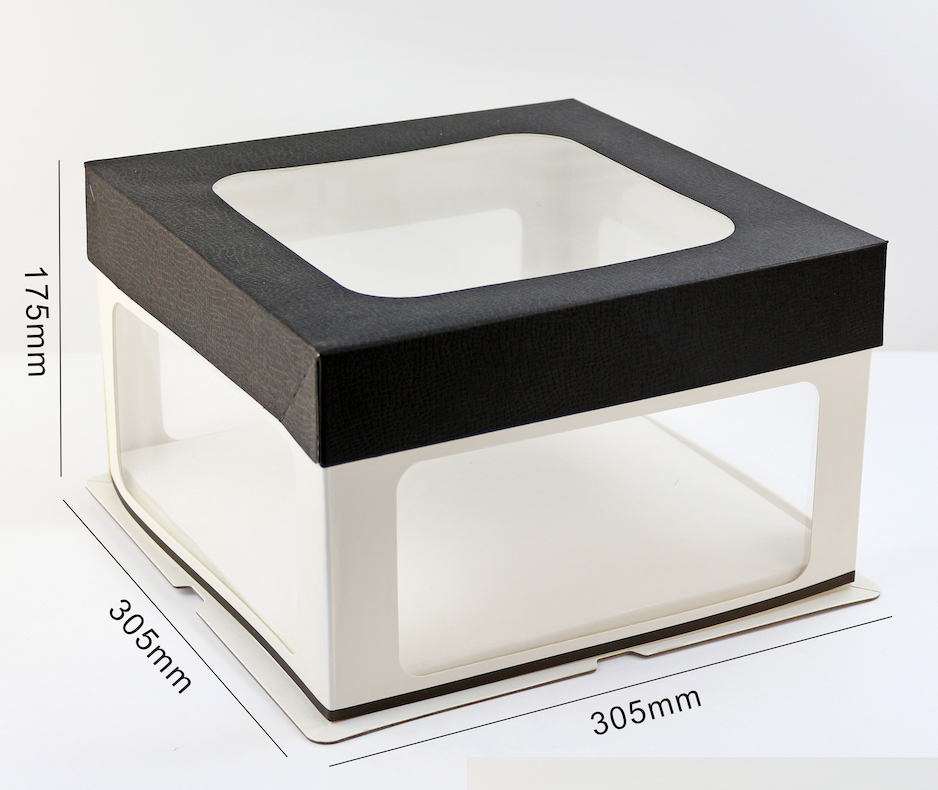 10'' / 12'' Luxury Windowed Cake Boxes + Rigid Cake Board