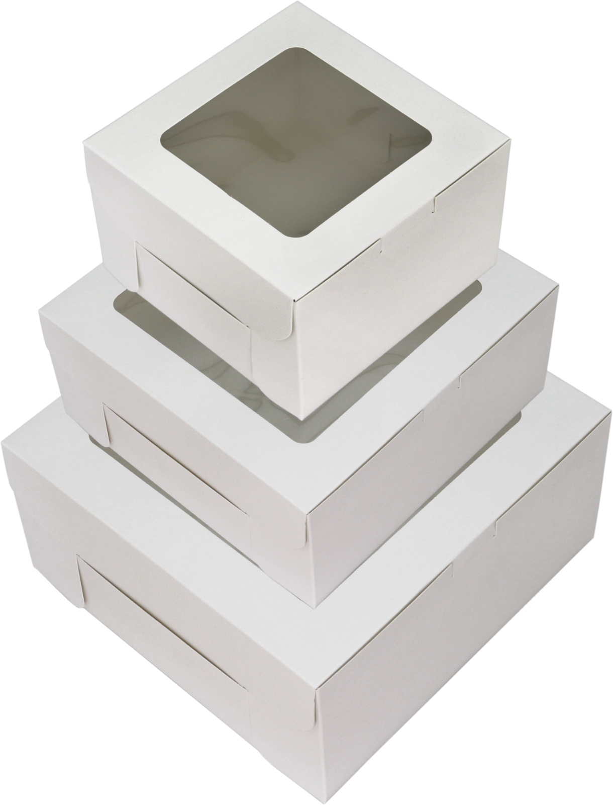 6''/ 8''/ 10'' Windowed Cake Boxes (Plain White)